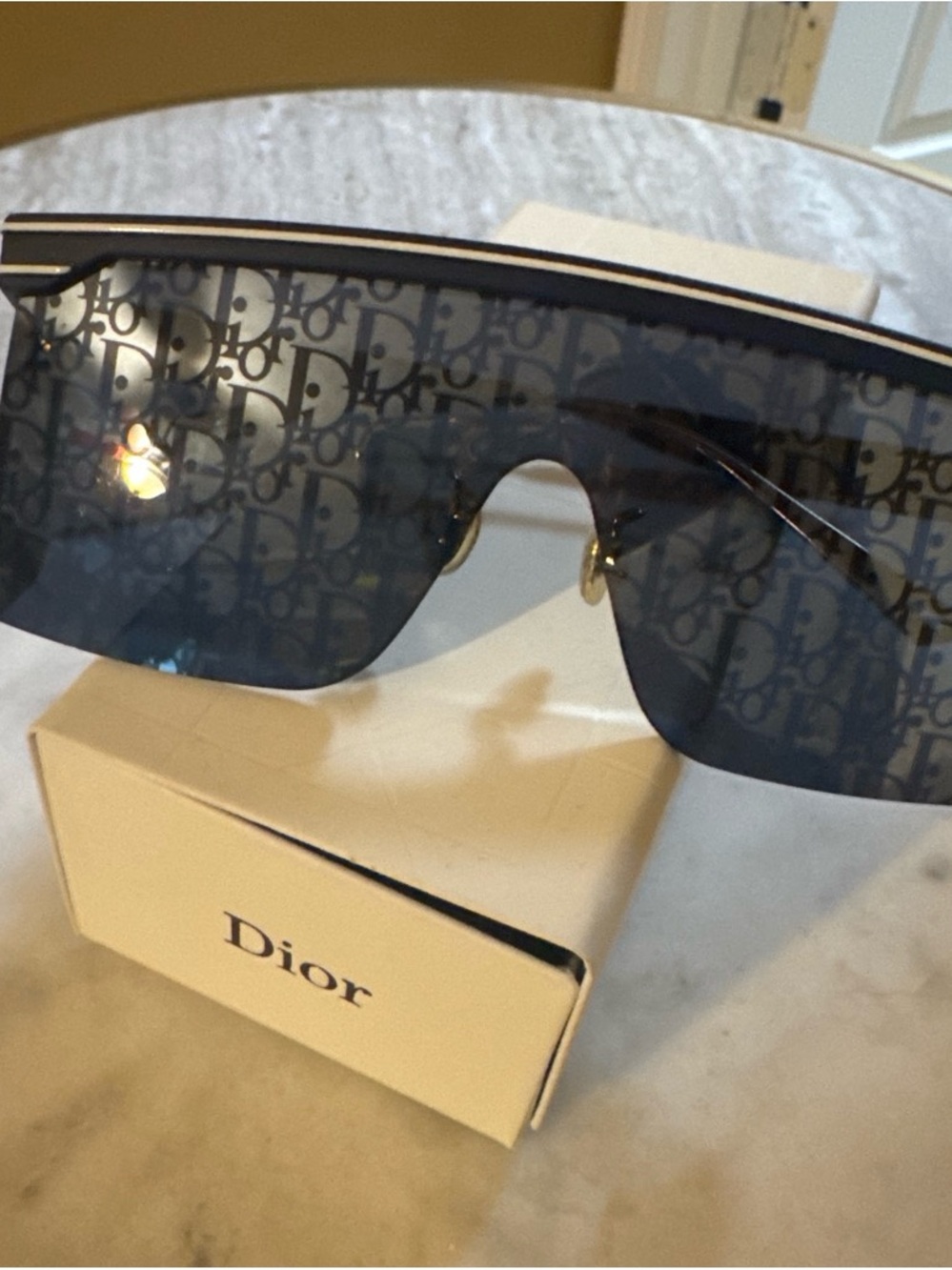Dior Shield Sunglasses in blue with Dior Logo Print - Picture 1 of 5